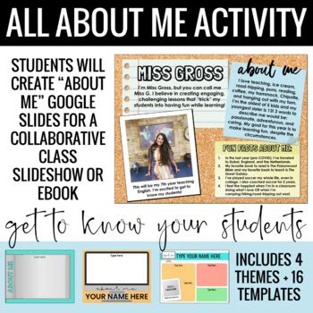All About Me Google Slides Activity + Class Slideshow/Ebook Distance
