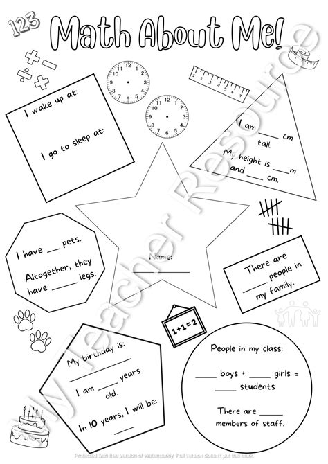 All About Me Math Activity