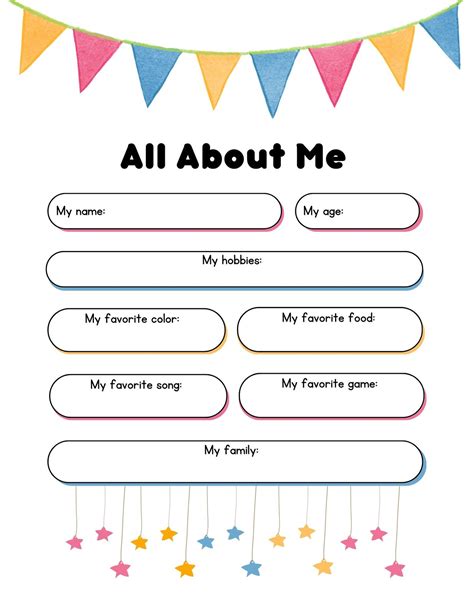 All About Me Template For Kids