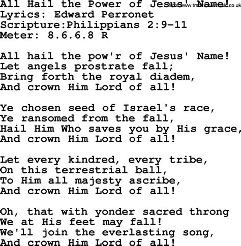 All Hail The Power Of Jesus Name lyrics 2
