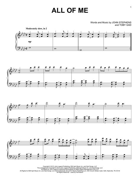 All Of Me sheet music by John Legend (Piano, Vocal & Guitar (RightHand