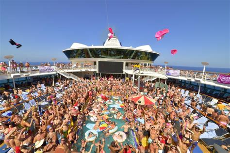 All adult cruises. Carnival Cruise Line's Serenity. MSC Cruises' Top Deck Solarium. Disney Cruise Line's Satellite Sun Deck. The Solarium on Royal Caribbean. Norwegian Cruise Line's Posh, Vibe and Spice H2O. Virgin ... 