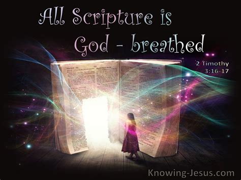 All scripture is god breathed. One important text is 2 Timothy 3:16-17: “All Scripture is God-breathed and is useful for teaching, rebuking, correcting, and training in righteousness, so that the servant of God may be thorough and equipped for every good work.”. The question, of course, comes in interpreting this verse. 