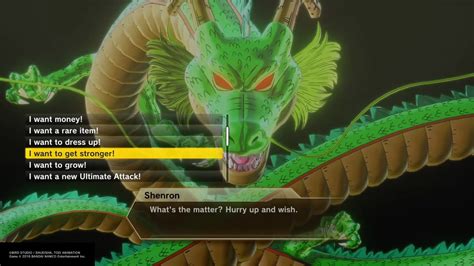 updated Aug 15, 2016 advertisement In Dragon Ball Xenoverse you can collect the seven Dragon Balls and summon the Eternal Dragon. Once Shenron is summoned you will be able to chose one wish.... 