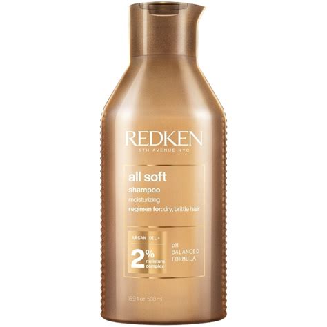 All soft shampoo. Redken's Moisture Complex technology also contains Argan Oil, a plant oil and key ingredient that helps moisturize and condition dry and/or brittle hair. For 15x more conditioning, use All Soft Shampoo, All Soft Conditioner & Moisture Restore Leave-In Treatment as a full system. 