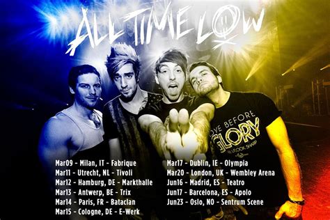 All time low tour. January 13, 2018. As if All Time Low fans in the U.K. weren't already in for a real treat, the band has added even more excitement to their upcoming headliner with the announcement of their ... 