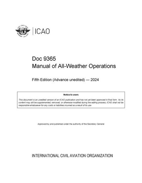 All weather operations manual doc 9365. - Barry rugg lab manual general chemistry.