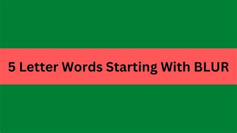 All words beginning with BLUR - Best Word List