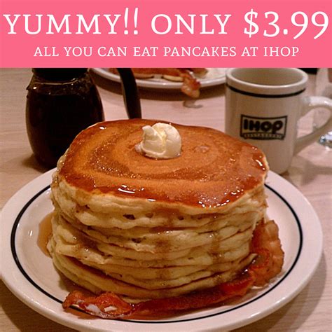 All you can eat pancakes. Enjoy unlimited pancakes for $5.99 or with a pancake combo at participating IHOP restaurants. This offer is valid for a limited time and excludes 55+, Omelettes and Kids Menu items. 