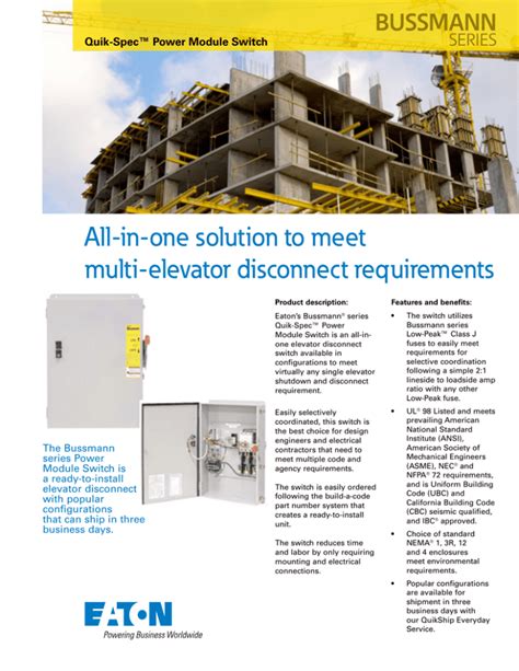 All-in-one solution to meet multi-elevator disconnect requirements