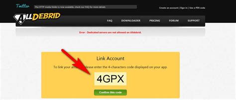 Alldebrid pin.  Then enter that code at your Debrid authorization page.  You must send ...