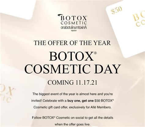 Alle dollar75 off botox 2023. Sep 13, 2022 · 5. Like Botox, Daxxify May Be Used for Reasons Other Than Wrinkles. Botox is FDA-approved for a wide variety of uses, including as a treatment for chronic migraines, overactive bladder, some types ... 