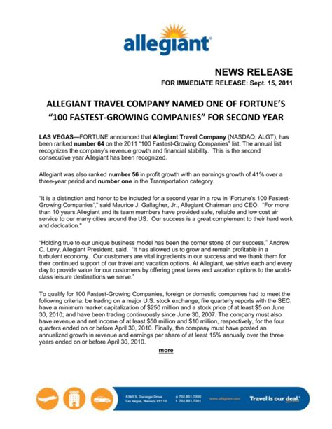 Allegiant Travel Company Proxy Statement 2015