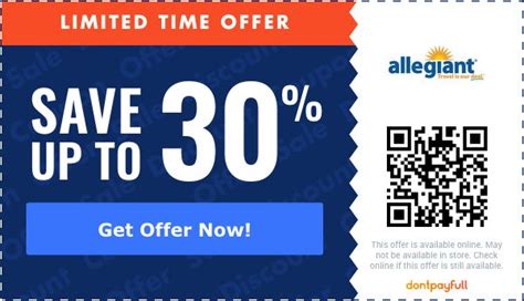 Allegiant coupon codes. About Our Allegiant Coupons Code. Average saving:$59. Verified coupon codes:30. Best discount today:70%. Coupons available:30. Free shipping:No. Last coupon added:Jan 11, 2024. We are on a mission to keep supplying coupons to Allegiant customers. 6894 shoppers recently earned discounts using coupons from us. 