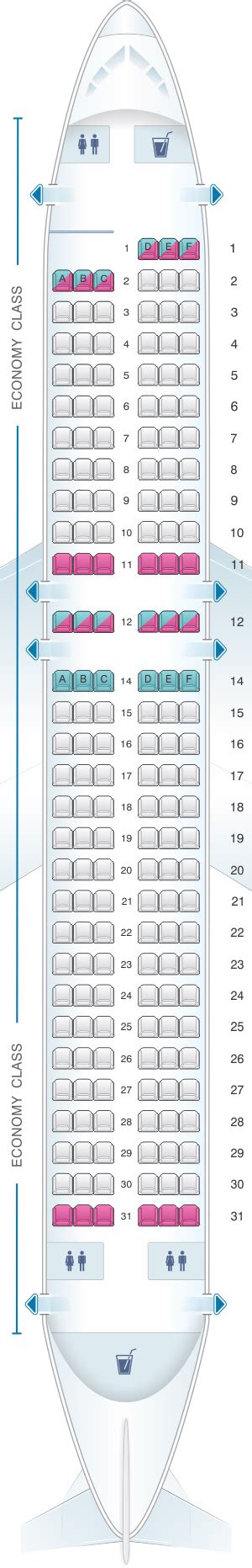 Seat map Airbus A319-100 Allegiant Air. Best seat