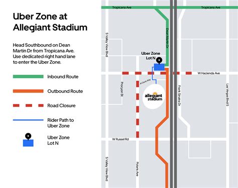 Allegiant stadium uber drop off. NON-SHOW DAY MERCHANDISE SALES OPEN: 10:00 AM. TICKETMASTER BOX OFFICE OPENS: 11:00 AM. STADIUM GATES OPEN: 4:30 PM. SHOW BEGINS: 7:30 PM. Learn about event day information for BTS PERMISSION TO DANCE ON STAGE - LAS VEGAS at Allegiant Stadium on April 15 & 16! Parking & Transportation Info Bag Policy Merchandise COVID-19 Safety Protocols Guest ... 
