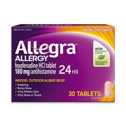 Allegra allergy, original prescription strength, 180 mg, non-drowsy ...