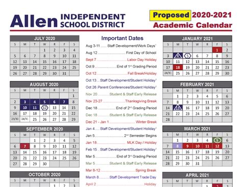 Allen High School Calendar & Holidays 20232024