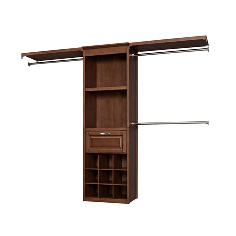 Allen roth wood closet kit. Compatible with allen + roth 16-in depth wall brackets (sold separately) Wood shelf may be cut to accommodate your space. allen + roth closet rods sold separately in 2 sizes - Item # 339254 and #972665. Solid wood design is both functional and beautiful in your home. Coordinates with all Java allen + roth closet accessories. 1-year limited ... 