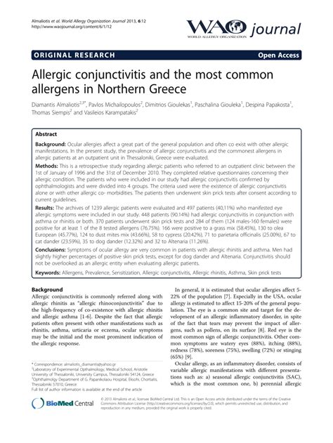 Allergic Conjunctivitis and the Most Common Allergens in Northern Greece
