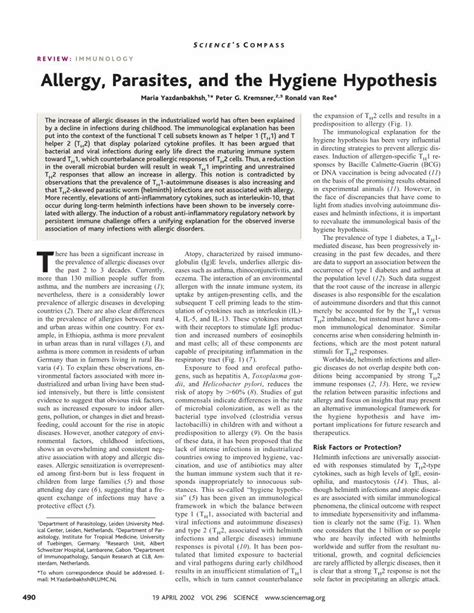 Allergy Parasite and Hygiene Hypotesis 490