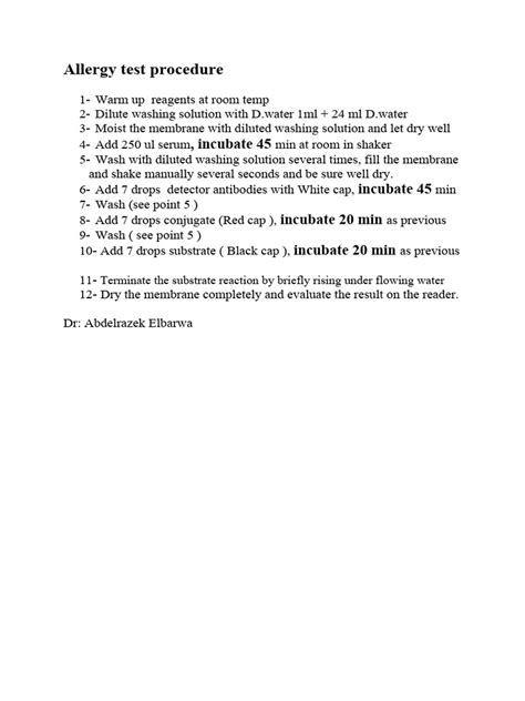 Allergy Test Procedure PDF