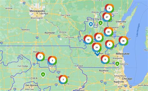 Madison Gas & Electric's power outage map shows 503 customers without power. The company says crews have been working on getting power restored to costumers since 9:30 p.m. Wednesday. For Alliant Energy customers, 10,093 are out of power in Wisconsin. This includes 167 customers in Dane County and 397 in Iowa County.. 