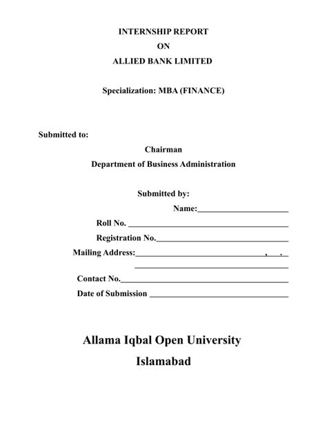 Allied Bank Internship Report