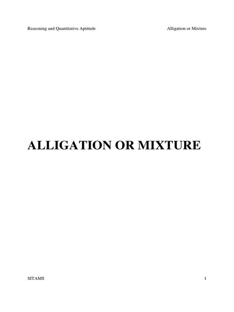 Alligation Mixture pdf