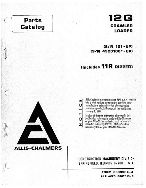 Allis chalmers fiat 12g crawler loader parts manual. - Welger square 630 down load the manual.