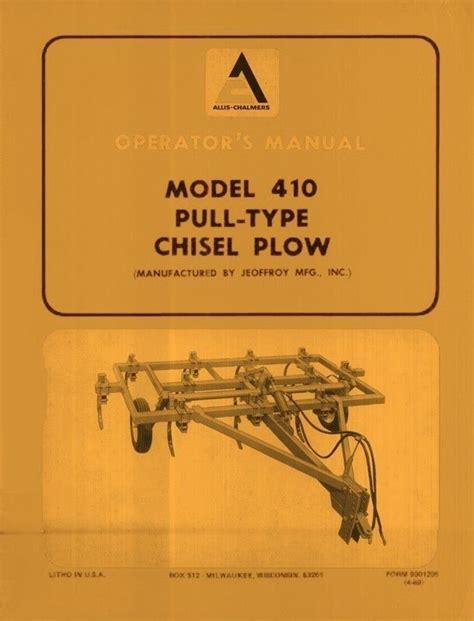 Allis chalmers plow chisel plow operators manual ac o 1600fldup. - Manual de gestion del patrimonio cultural textos.