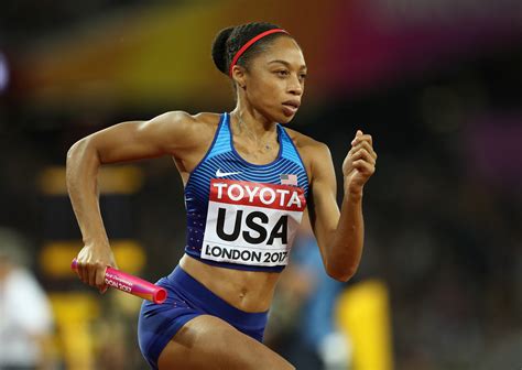 Allison felix. In her last race as an Olympian, Allyson Felix ran the second leg of the U.S.'s dominant gold-medal winning 4x400-meter relay team, earning her 11th career Olympic medal. 
