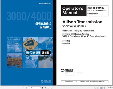 Allison operators manual 3000 and 4000. - Data acquisition and data control halliburton manual.