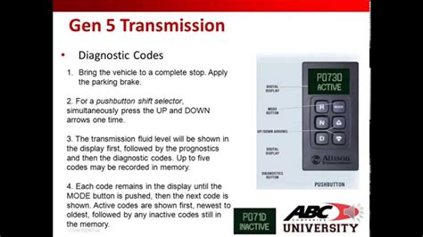 Allison transmission reset.  Allison's Gen 5 transmissions feature Prognostics to display ex...