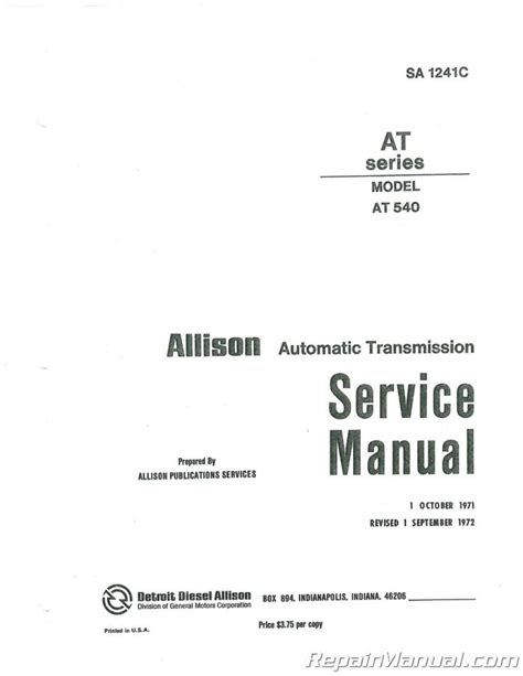 Allison transmissions at 540 series service manual. - Mini escavatore jcb 803 804 manuale di riparazione officina motore.