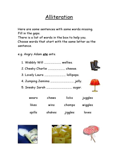 Alliteration Worksheet PDF Worksheets Library