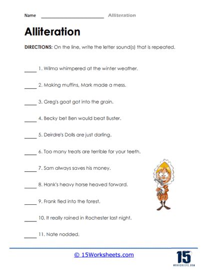 Alliteration Worksheets 15 Worksheets com Worksheets Library