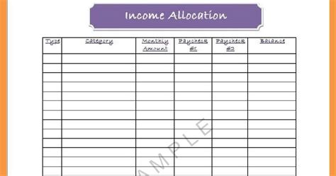 Allocation Sheet Template