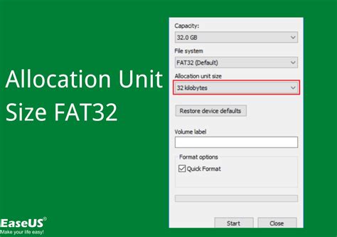 Allocation unit size fat32 64gb.  A storage device, such as a hard disk drive,...