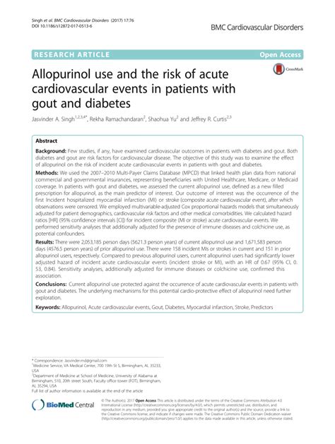 Allopurinol use and the risk of acute cardiovascular events in …