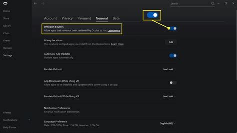 Allow content from unknown sources for your Meta Quest Quest.