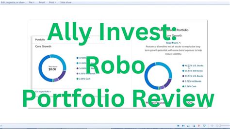Apr 11, 2023 · Ally will automatically build a portfolio for you based on your goals and risk tolerance. Your portfolio will be professionally managed so you don't have to worry about maintaining it. Robo Portfolios is free of advisory fees, which beats out many other robo-advisors. However, the catch is that 30% of your portfolio will be held in cash. . 
