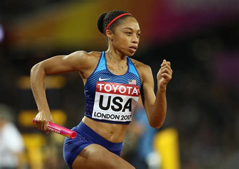 Allyson felix usa. Sprinter Allyson Felix won her 12th gold medal at world championships to surpass Usain Bolt for the most all-time. ... Michael Cherry anchored the winning leg of the race to give Team USA a world ... 