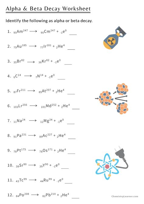 Alpha and beta decay worksheet answers.  Have the students complete the D...