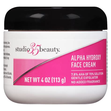 Alpha hydroxy face cream walgreens. This product is now replaced at walgreens as Studio Beauty 35 alpha hydroxy face cream 8% aha of 70% solution 4oz jar. I've reviewed the ingredients n they are identical just arranged in different order. Just started using it on my stretch marks from having my son a yr ago so let's see how it goes. Jflowers. USA. 2012-08-07. true 