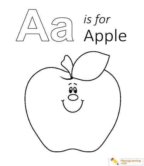 Alphabet A Is For Apple On Learning ABC Coloring Page Coloring Sky