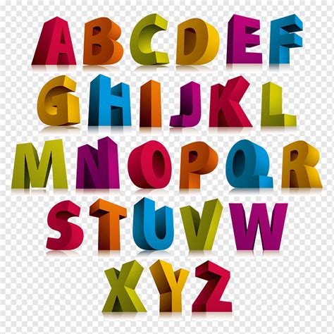 Alphabet Letter 3D computer graphics Font, Color 3D stereoscopic letter