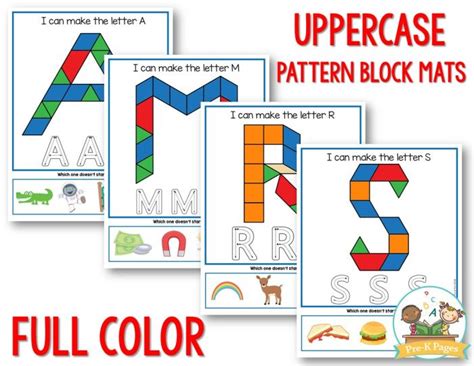 Alphabet Pattern Block Mats Pattern blocks, Math activities preschool