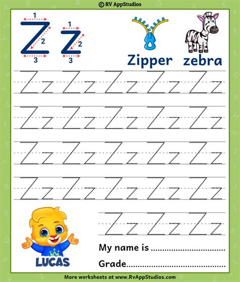 Alphabet Tracing Letter Zz Free Preschool