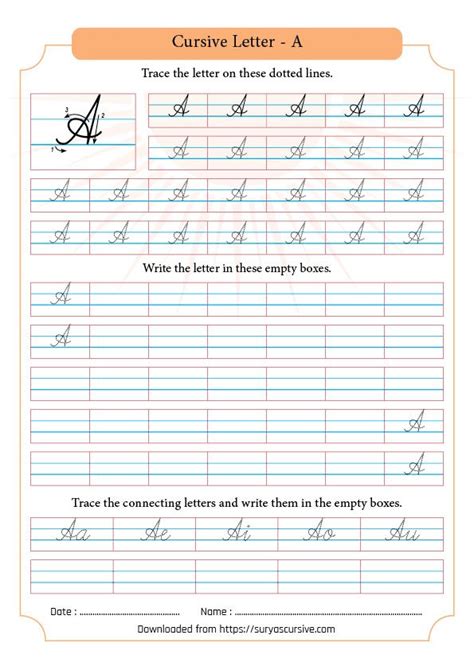 Alphabet in Cursive Writing SuryasCursive com